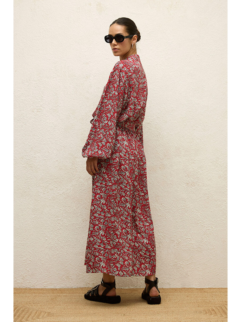 Renksiz Viskon Desenli Elbise Ethnıc-7