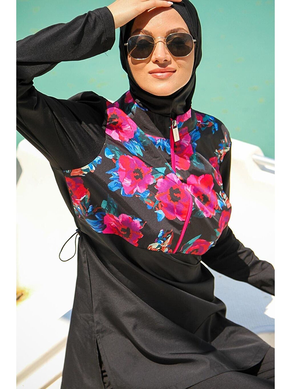 Siyah Tam Kapalı Tesettür Mayo M2268-1