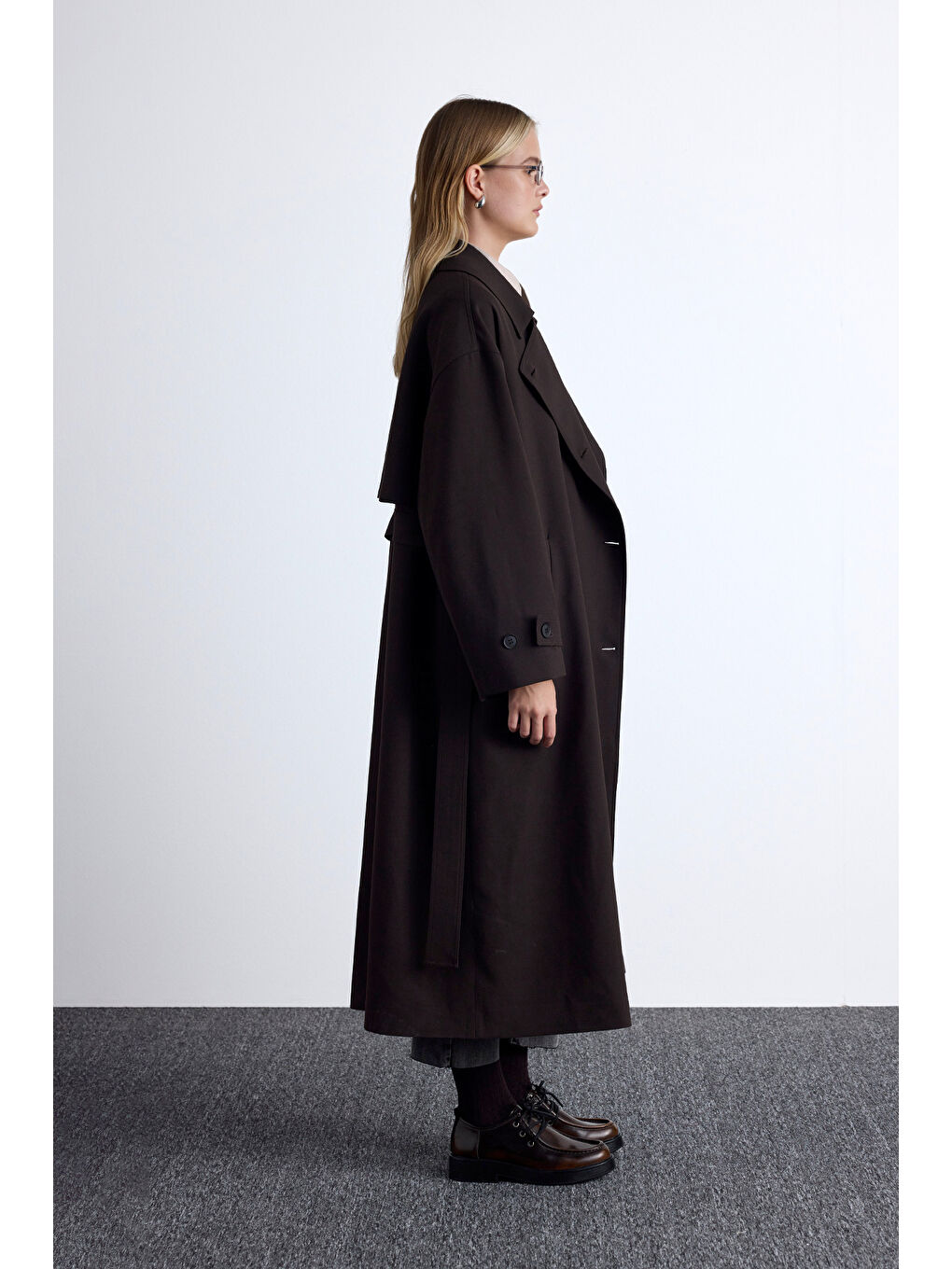 Kahverengi Nicola Kruvaze Trençkot Acı Kahve-2