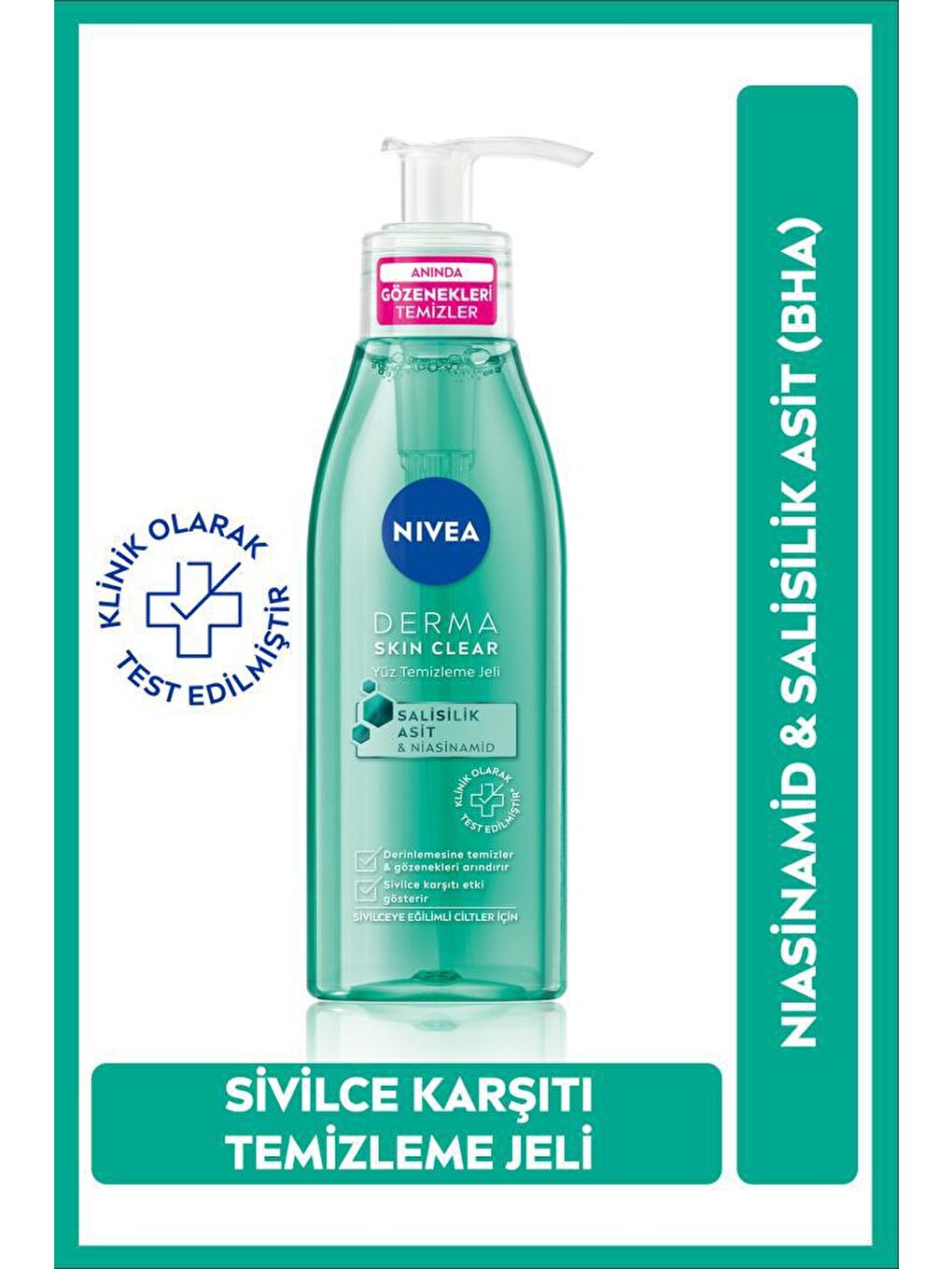 Derma Skin Clear Sivilce Karşıtı Yüz Temizleme Jeli 150ml ve Nemlendirici Tonik 200ml, Yağlı C-1