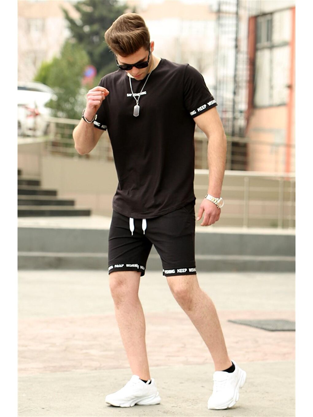 Siyah Erkek Şort Takımı 4491