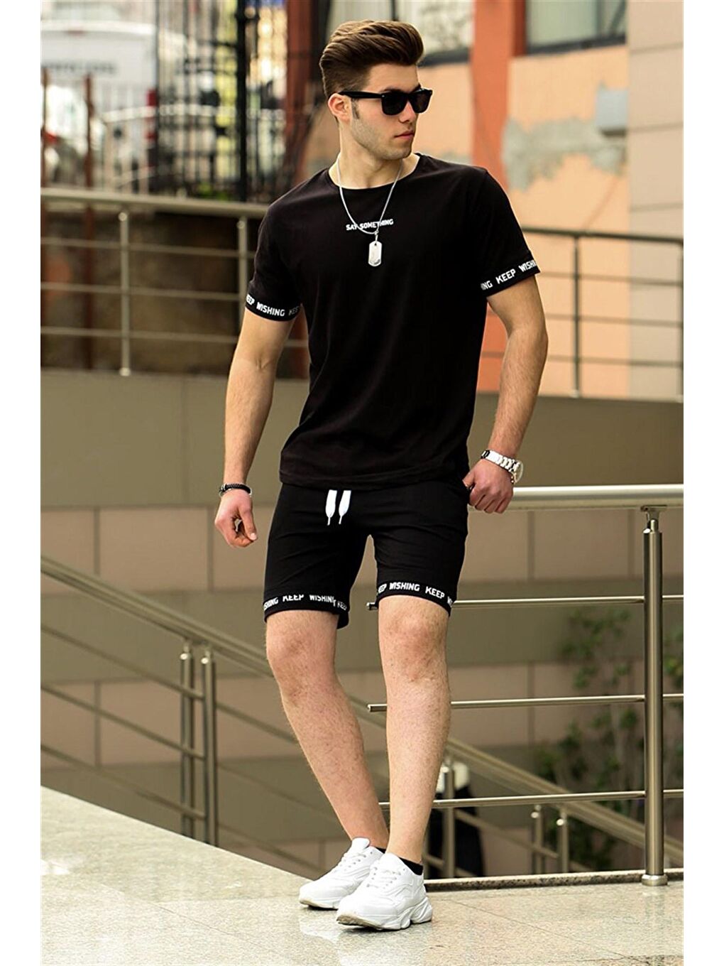 Siyah Erkek Şort Takımı 4491-2