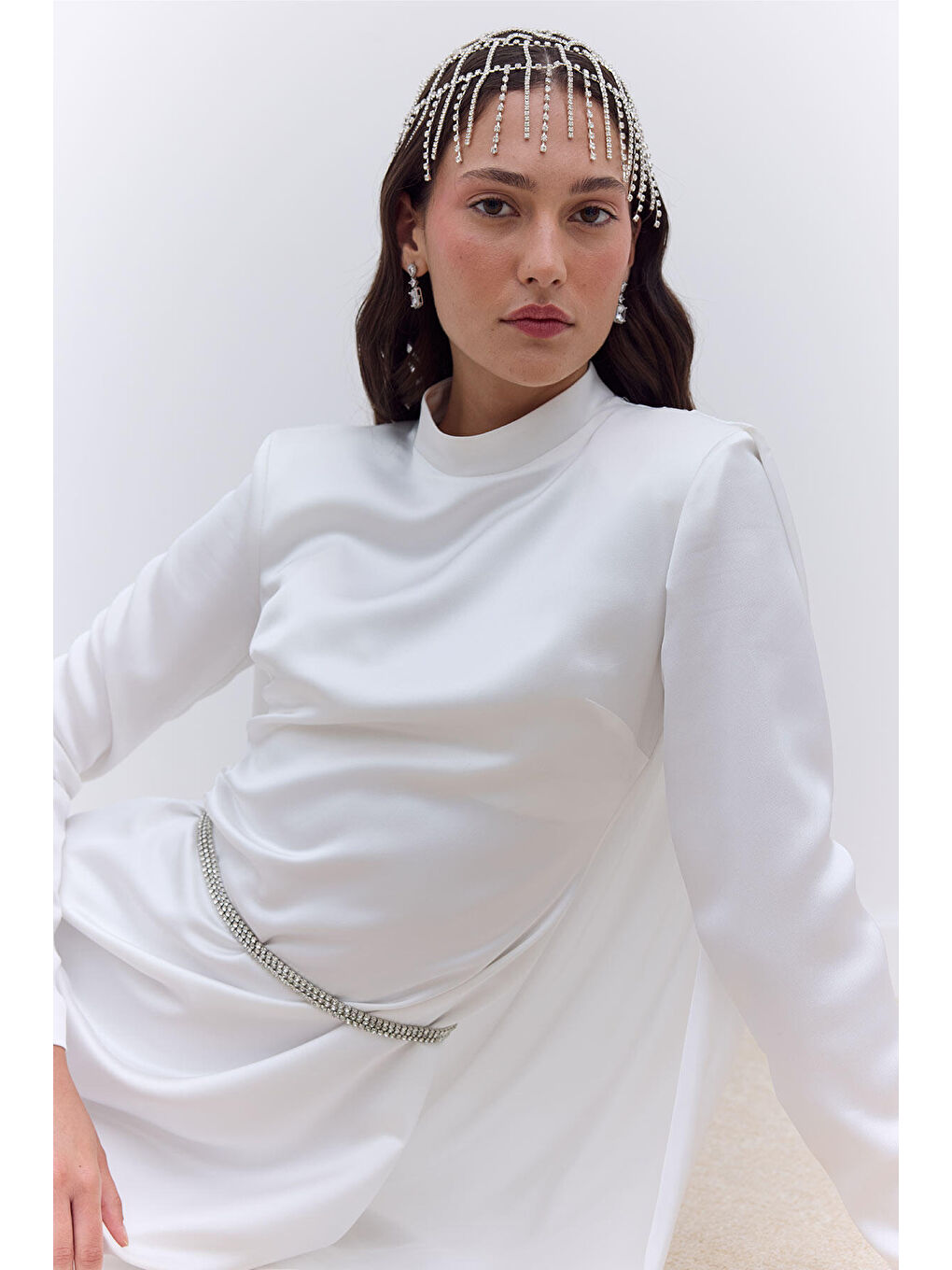 Pelerinli Abiye Elbise Ekru-4