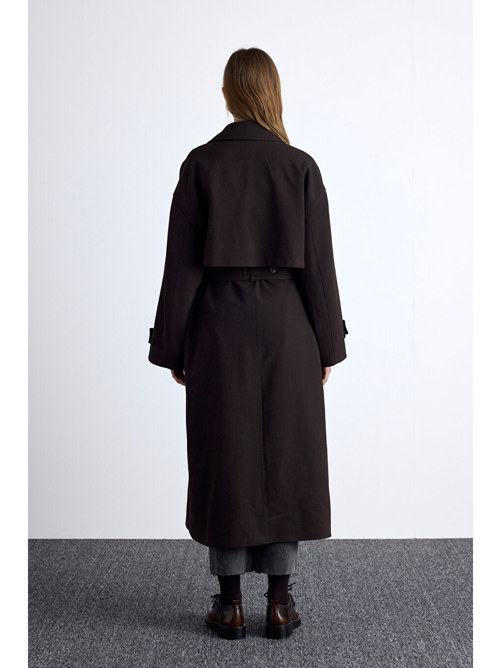 Kahverengi Nicola Kruvaze Trençkot Acı Kahve-5