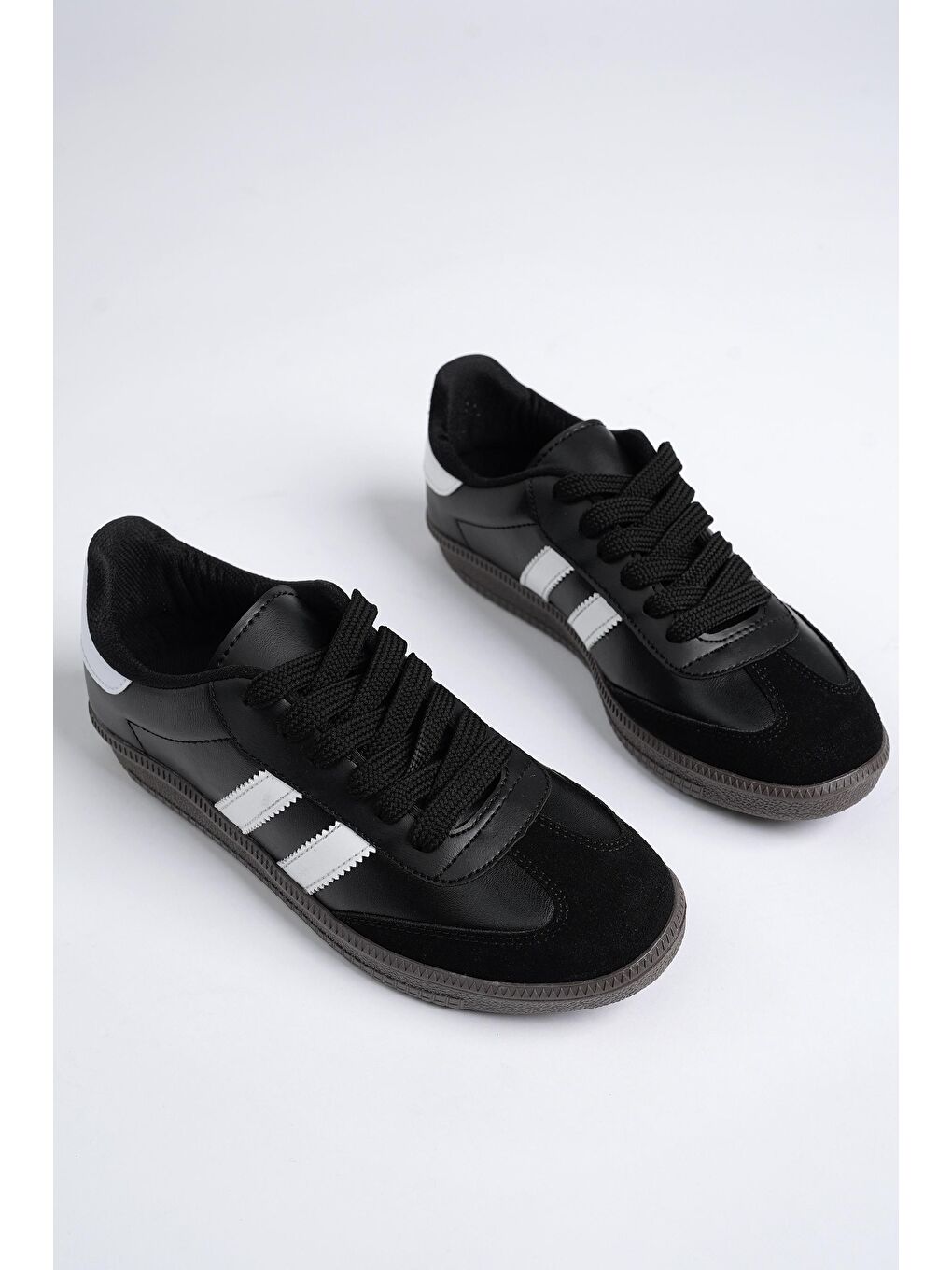 Siyah GORDON Unisex Ortopedik Günlük Bağcıklı Yürüyüş Koşu Sneaker Spor Ayakkabı-2