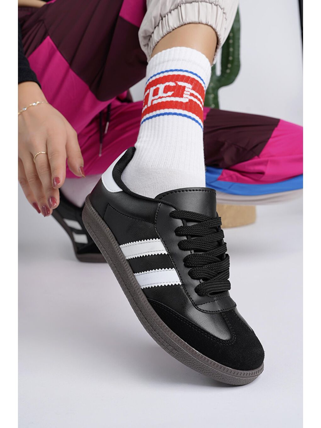 Siyah GORDON Unisex Ortopedik Günlük Bağcıklı Yürüyüş Koşu Sneaker Spor Ayakkabı-6