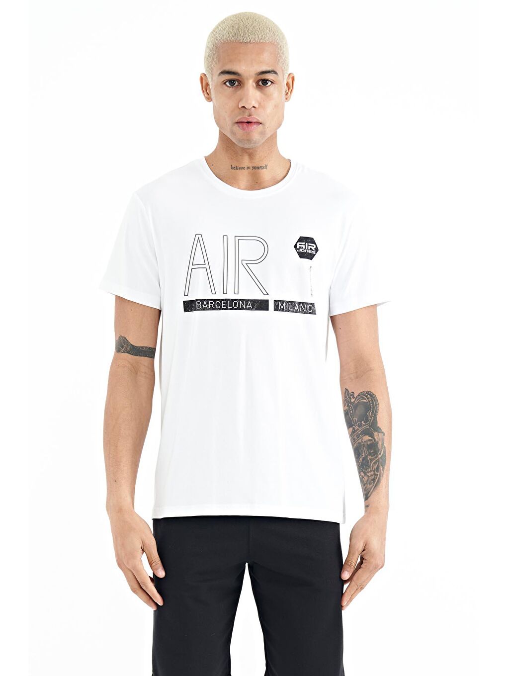 AIR JONES Beyaz Conan Beyaz Standart Kalıp Erkek T-Shirt - 88209