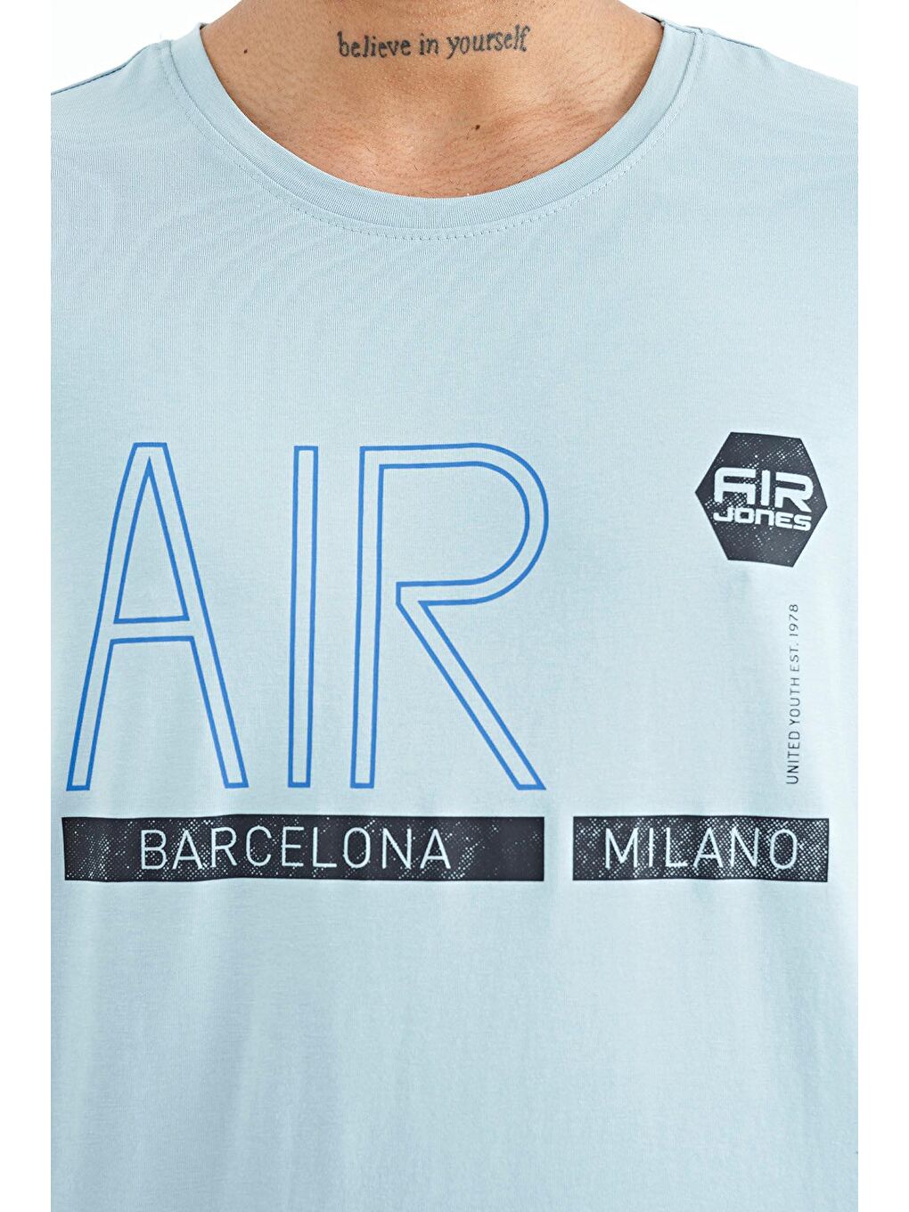 AIR JONES Açık Mavi Conan Açık Mavi Standart Kalıp Erkek T-Shirt - 88209 - 1