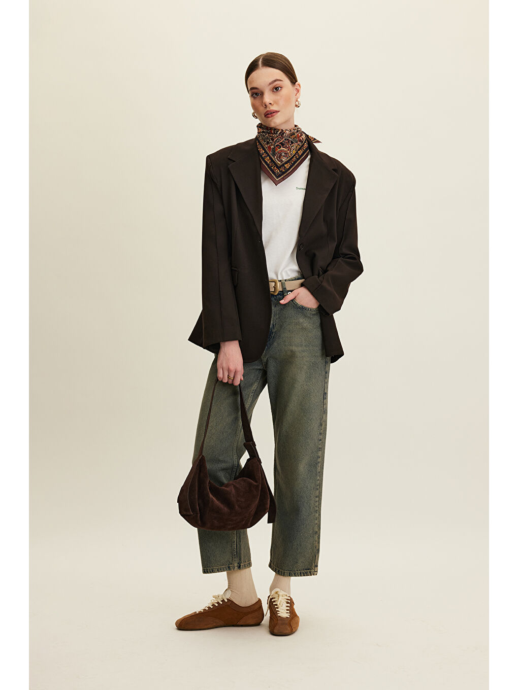 Kahverengi Klasik Kesim Blazer Ceket Acı Kahve-3