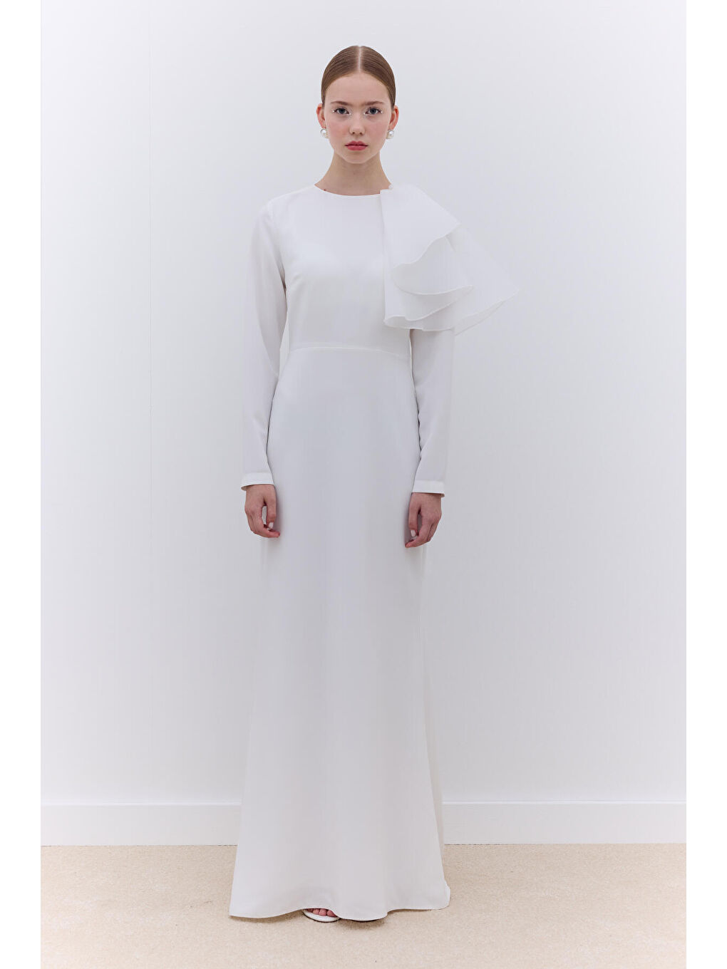 Laura Abiye Elbise Ekru-3