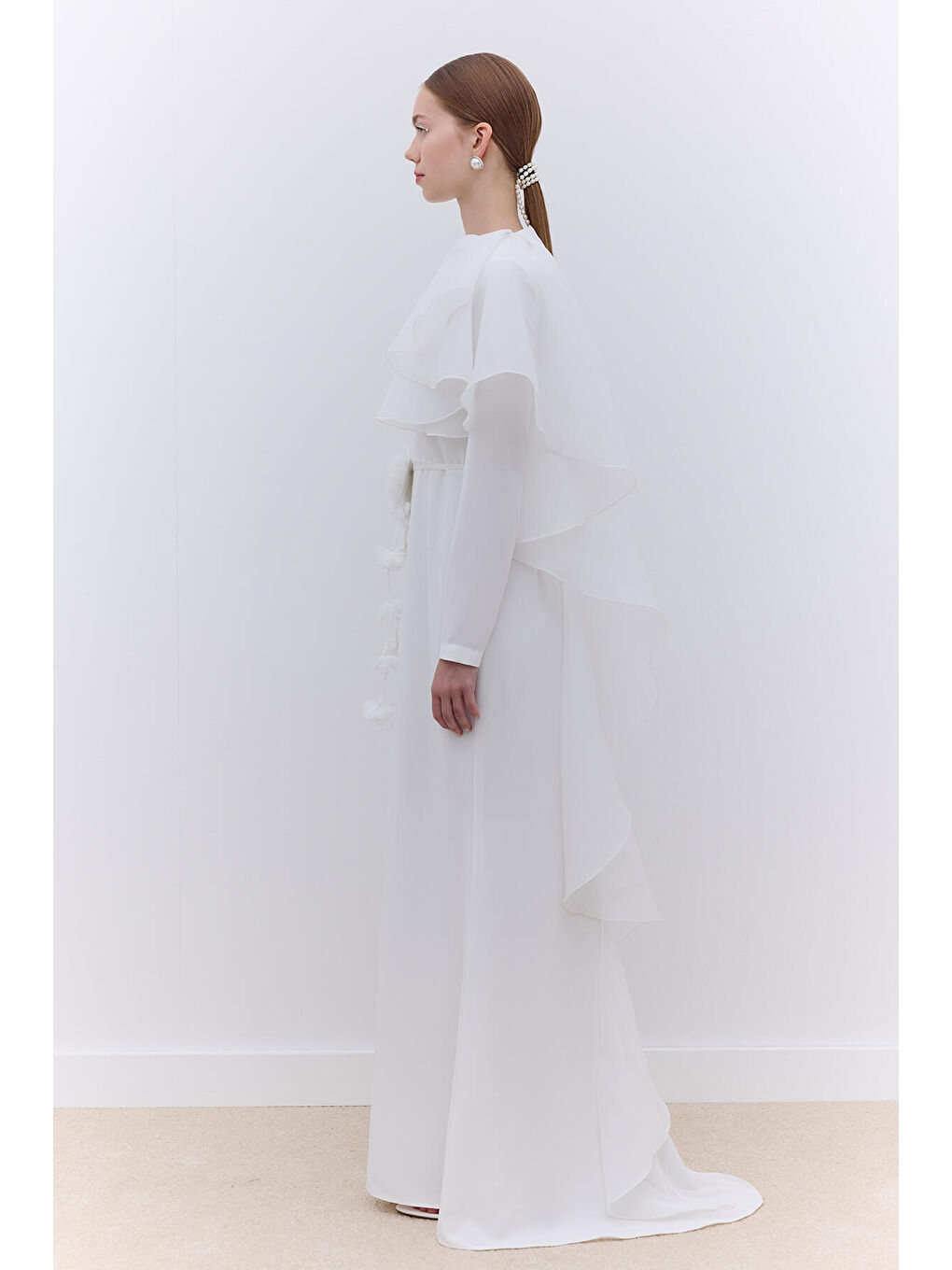 Laura Abiye Elbise Ekru-4