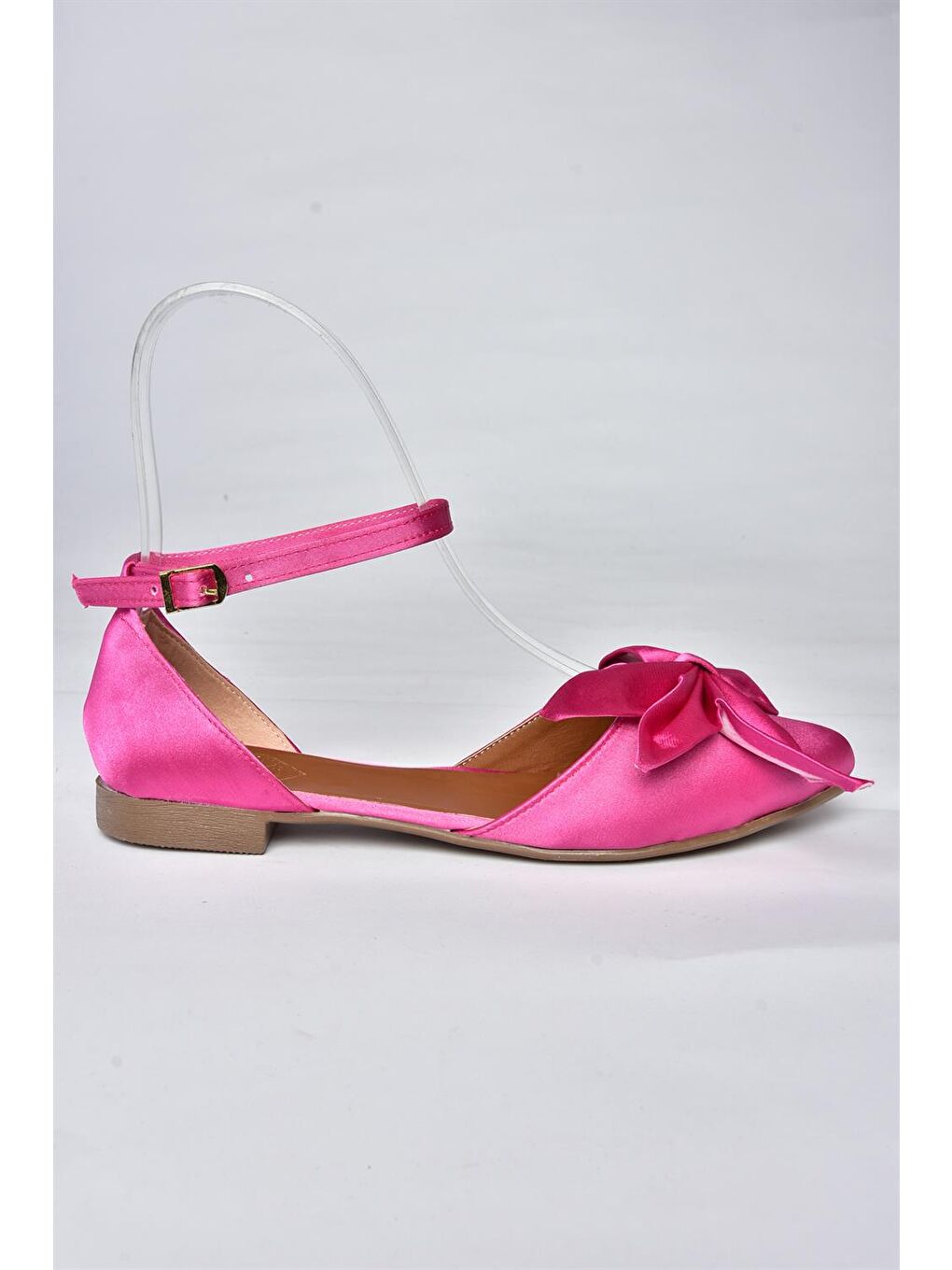 P726591004 Fuşya Saten Kumaş Fiyonklu Kadın Babet-4