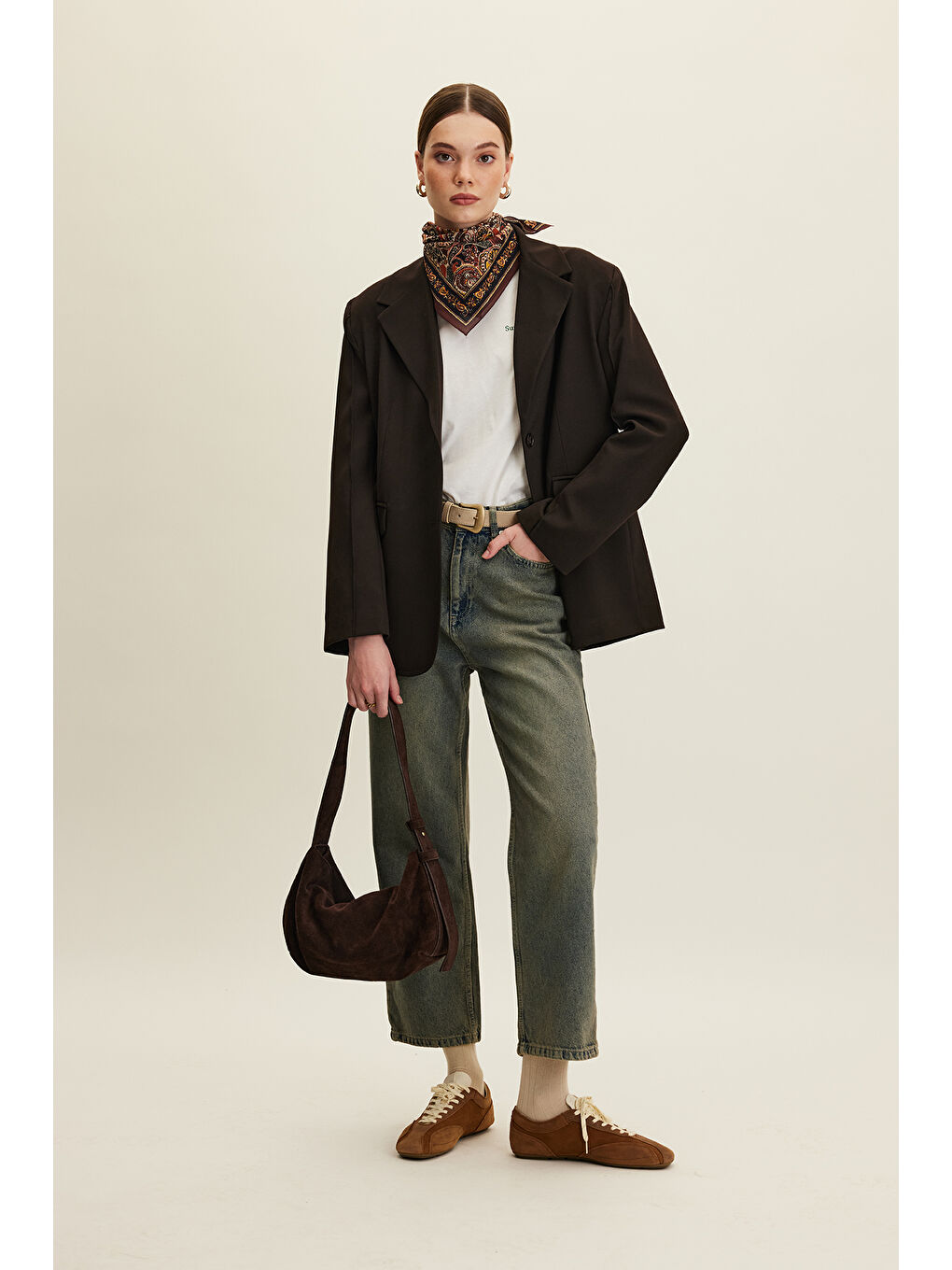 Kahverengi Klasik Kesim Blazer Ceket Acı Kahve-4