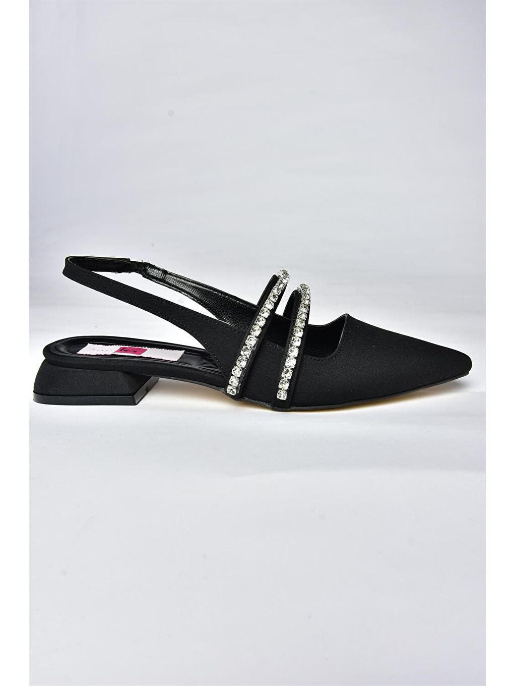 P820508004 Siyah Kumaş Taşlı Kadın Babet-4