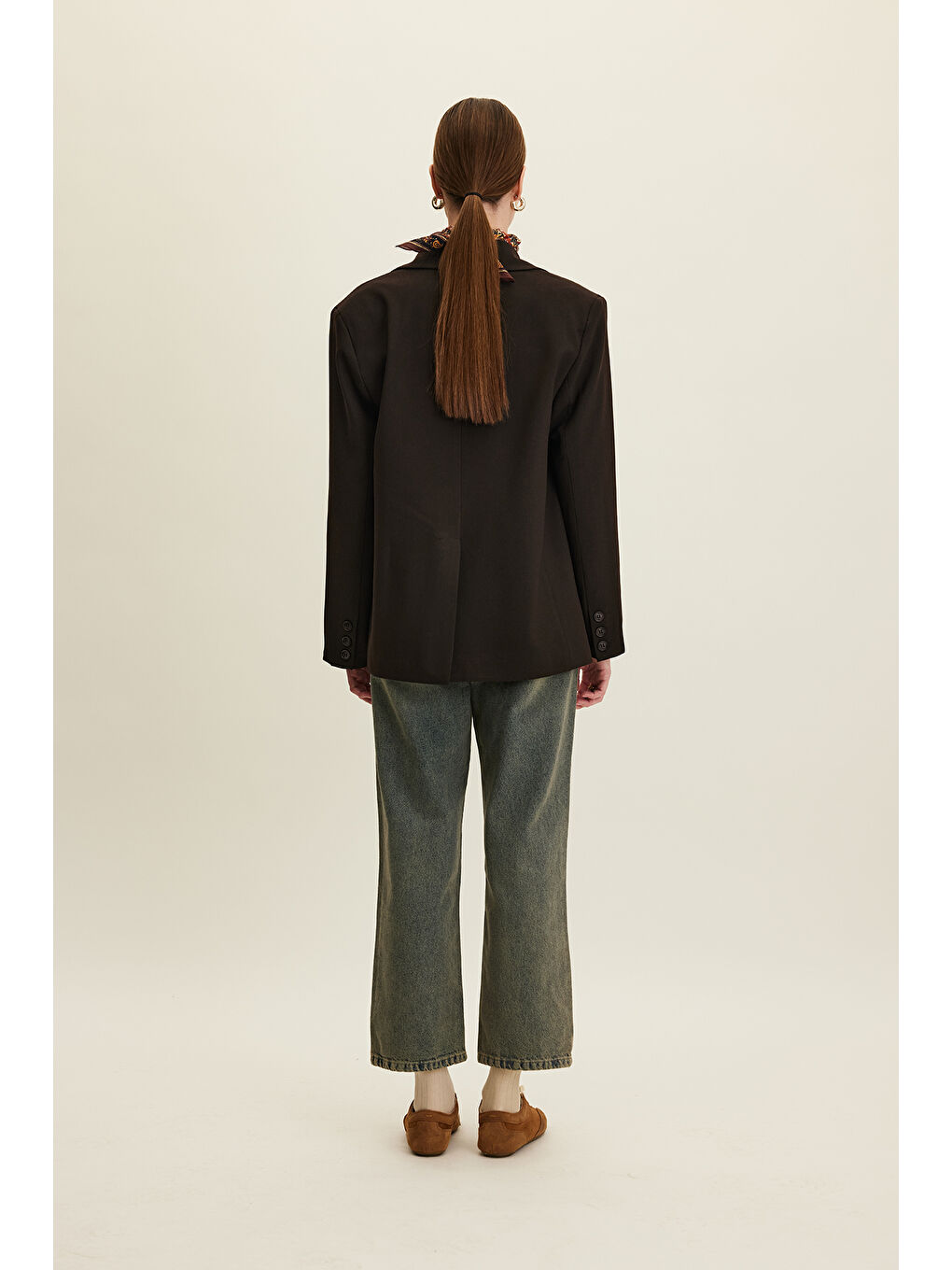 Kahverengi Klasik Kesim Blazer Ceket Acı Kahve-7