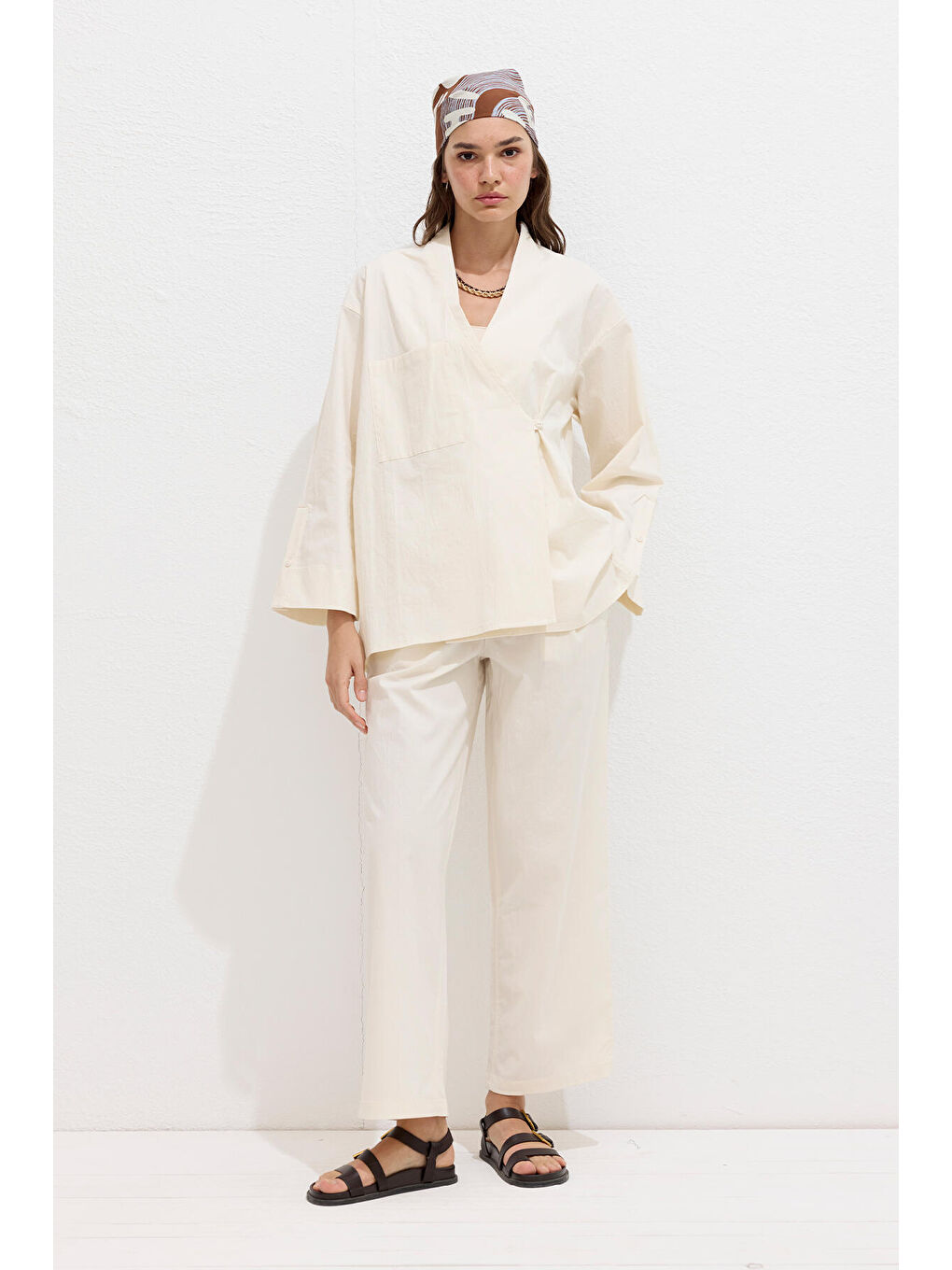 Bej Pamuklu Premium Pileli Pantolon Natural