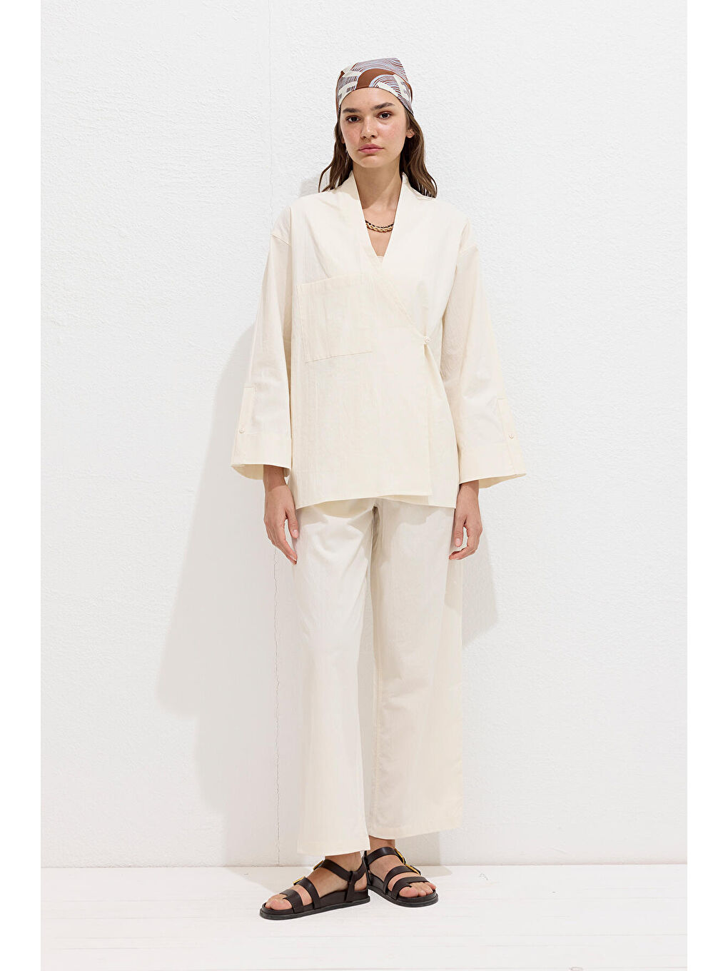 Bej Pamuklu Premium Pileli Pantolon Natural-1