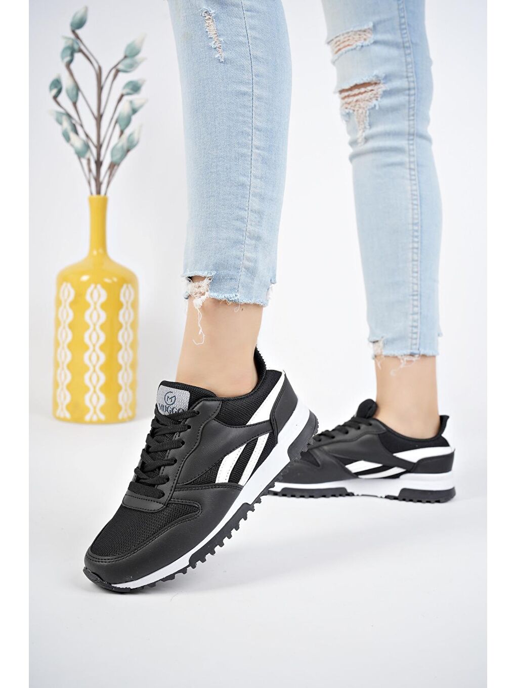 Muggo Siyah MGMORİS Unisex Günlük Garantili Yürüyüş Koşu Sneaker Spor Ayakkabı