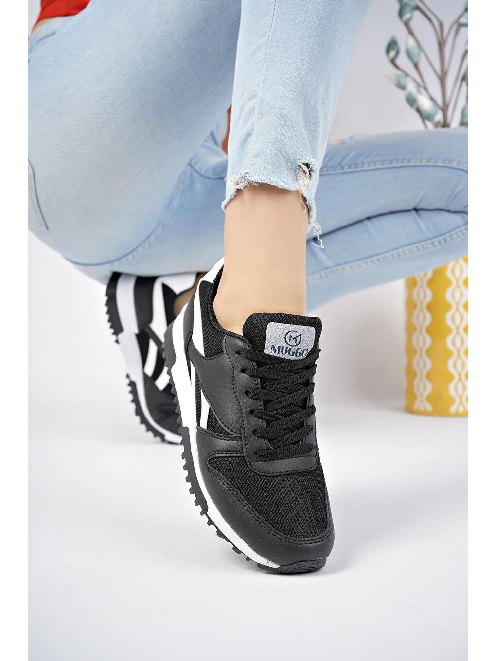Muggo Siyah MGMORİS Unisex Günlük Garantili Yürüyüş Koşu Sneaker Spor Ayakkabı - 1