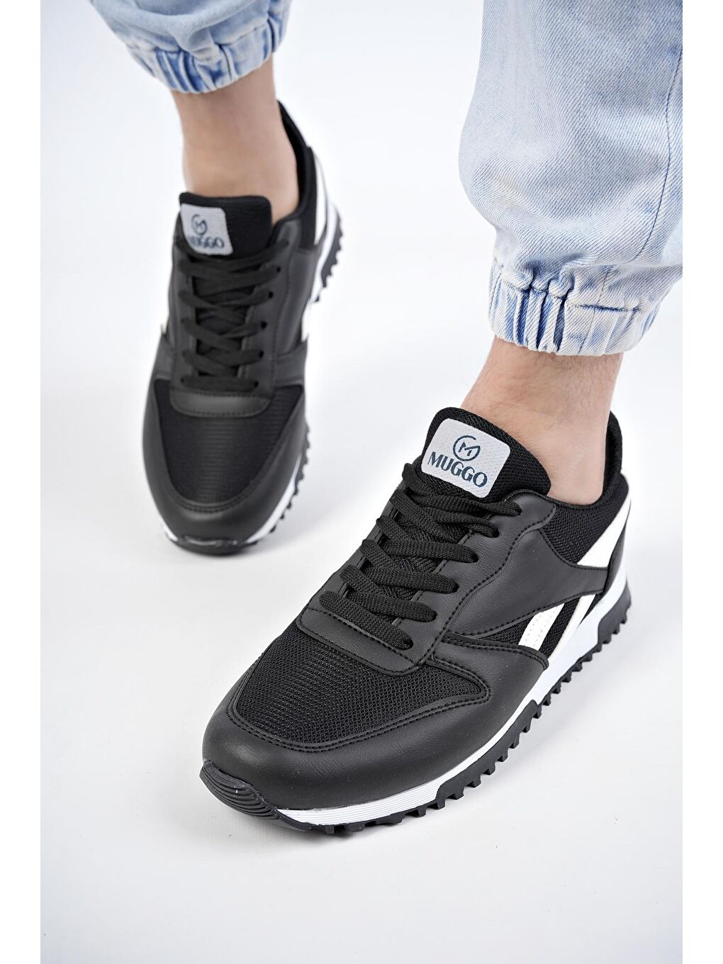 Muggo Siyah MGMORİS Unisex Günlük Garantili Yürüyüş Koşu Sneaker Spor Ayakkabı - 2