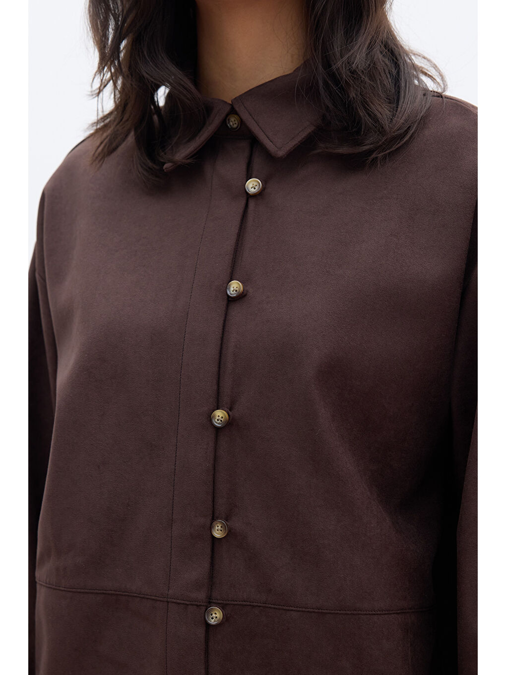 Kahverengi Suni Süet Gömlek Acı Kahve-2