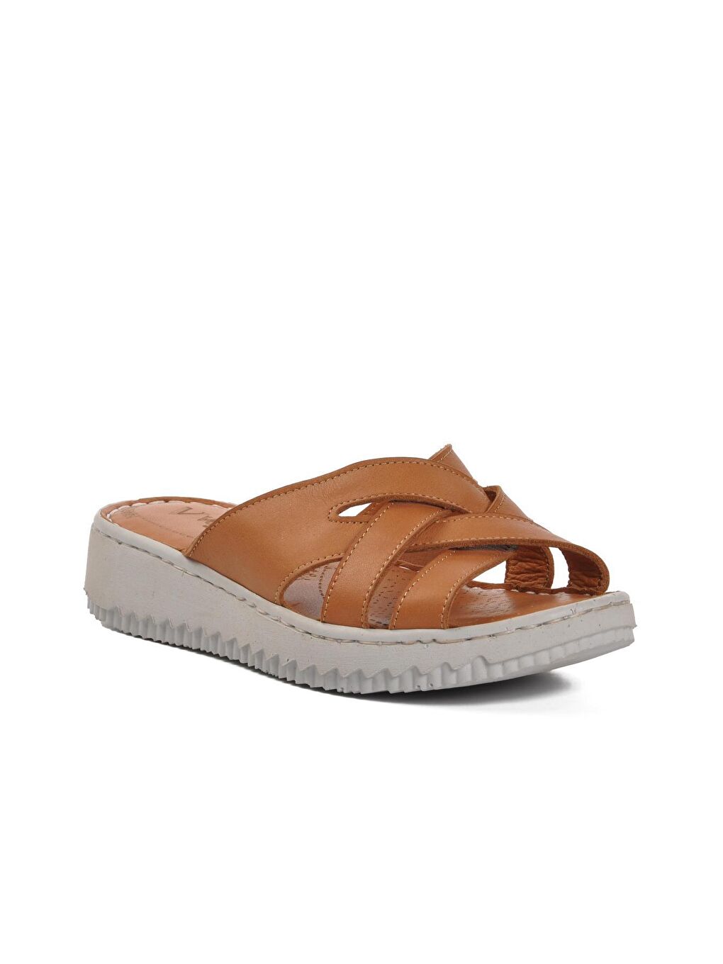 Kahverengi Taba İçi Dışı Hakiki Deri Kadın Terlik 9262-2