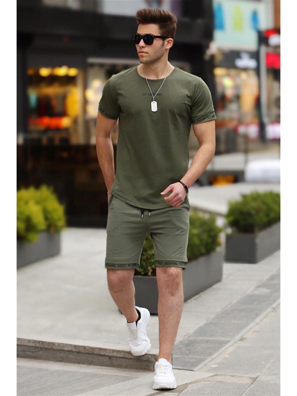 Haki Erkek Şort Takımı 4491