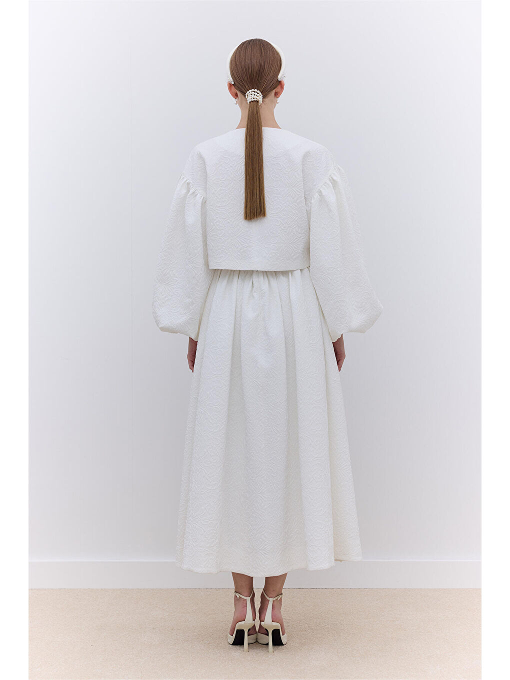 İnci Detaylı Abiye Bluz Ekru-3