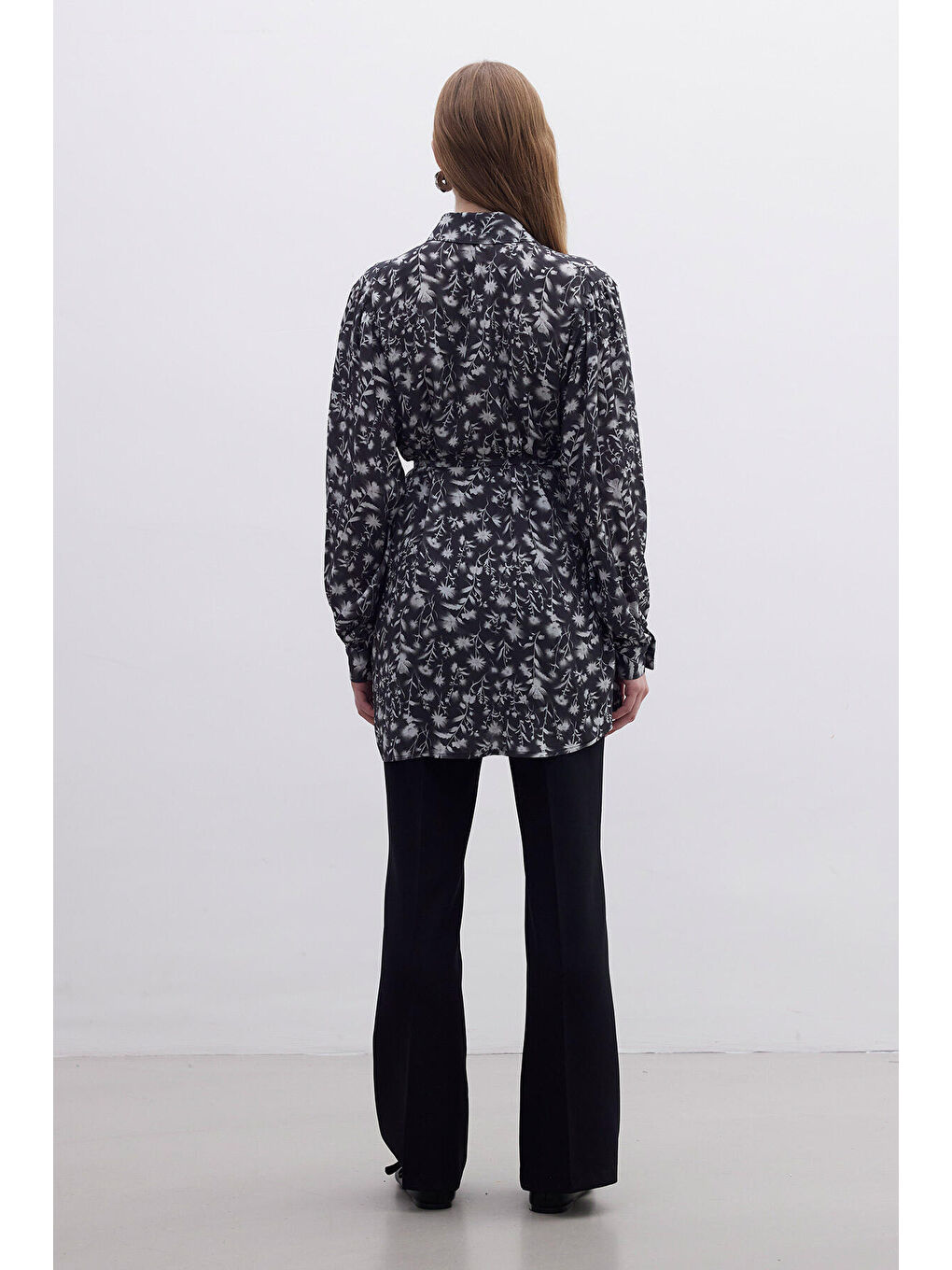 Karışık Viskon Retro Tarz Gömlek Flower-7