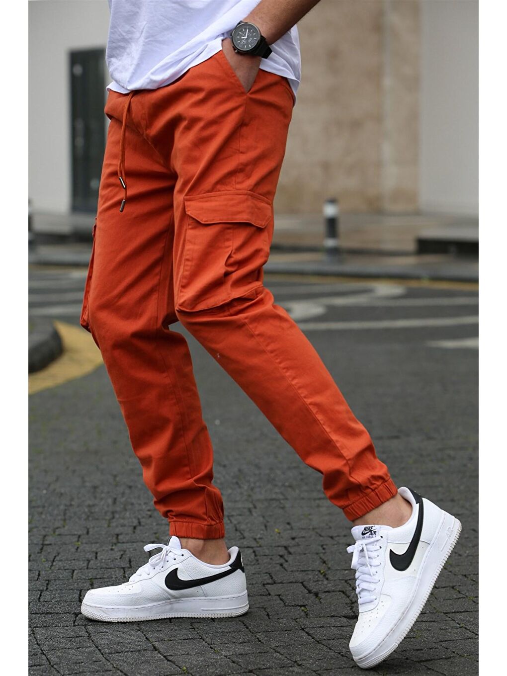 Kahverengi Erkek Kargo Cep Kiremit Pantolon 5447-1