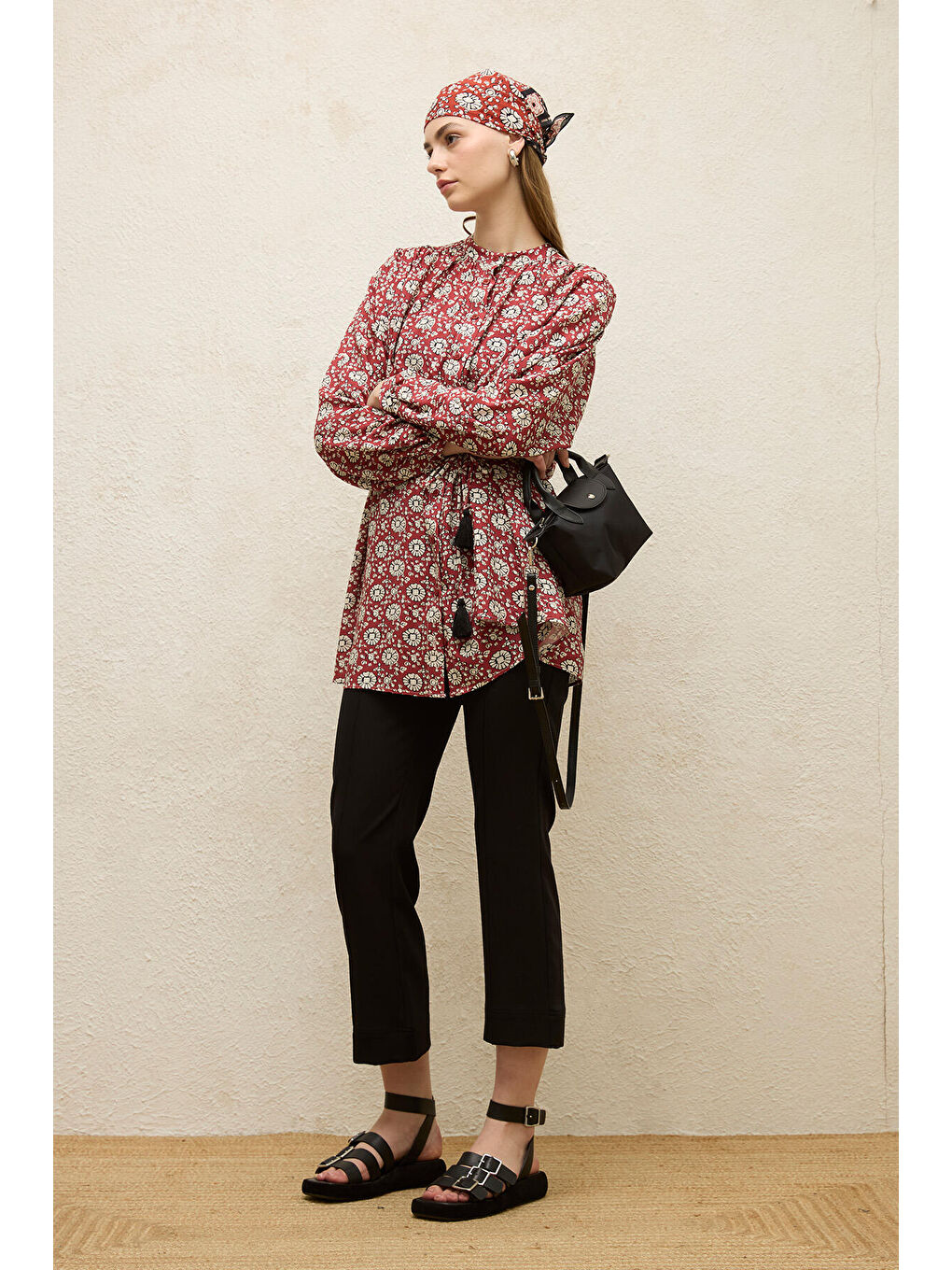 Kırmızı Viskon Desenli Tunik Bloom-2