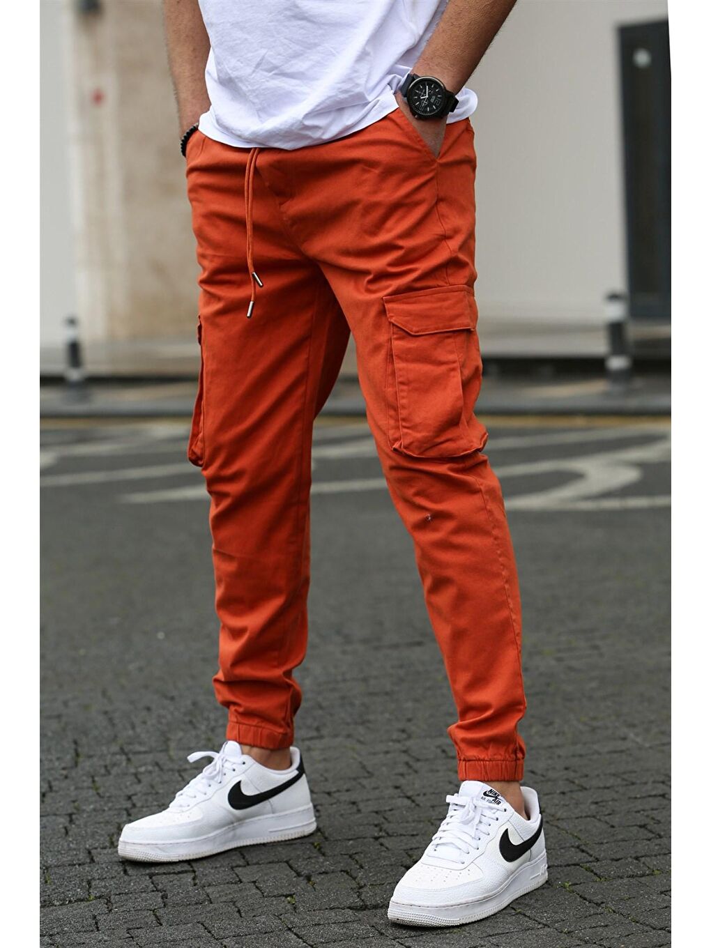 Kahverengi Erkek Kargo Cep Kiremit Pantolon 5447-2