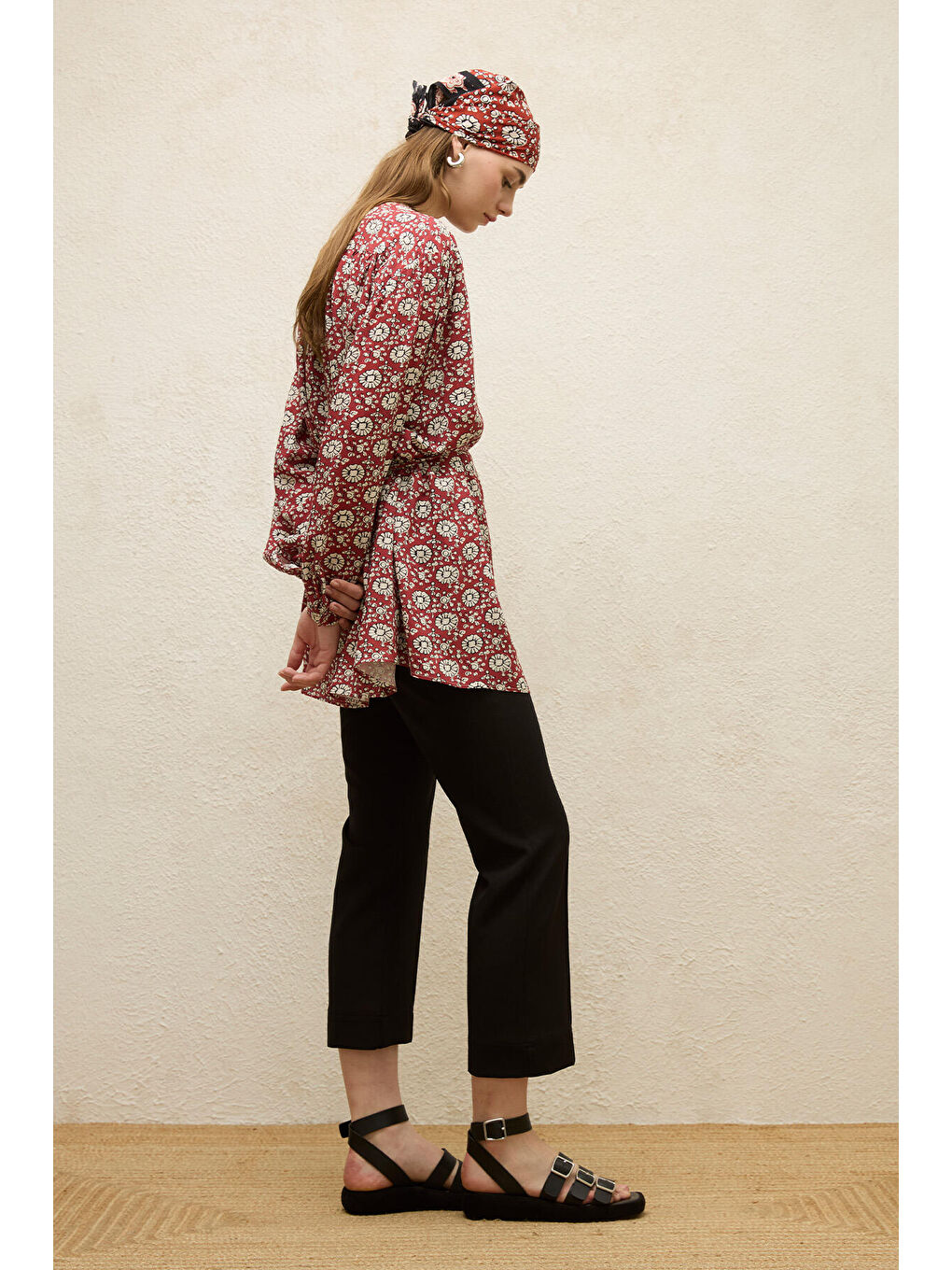 Kırmızı Viskon Desenli Tunik Bloom-5