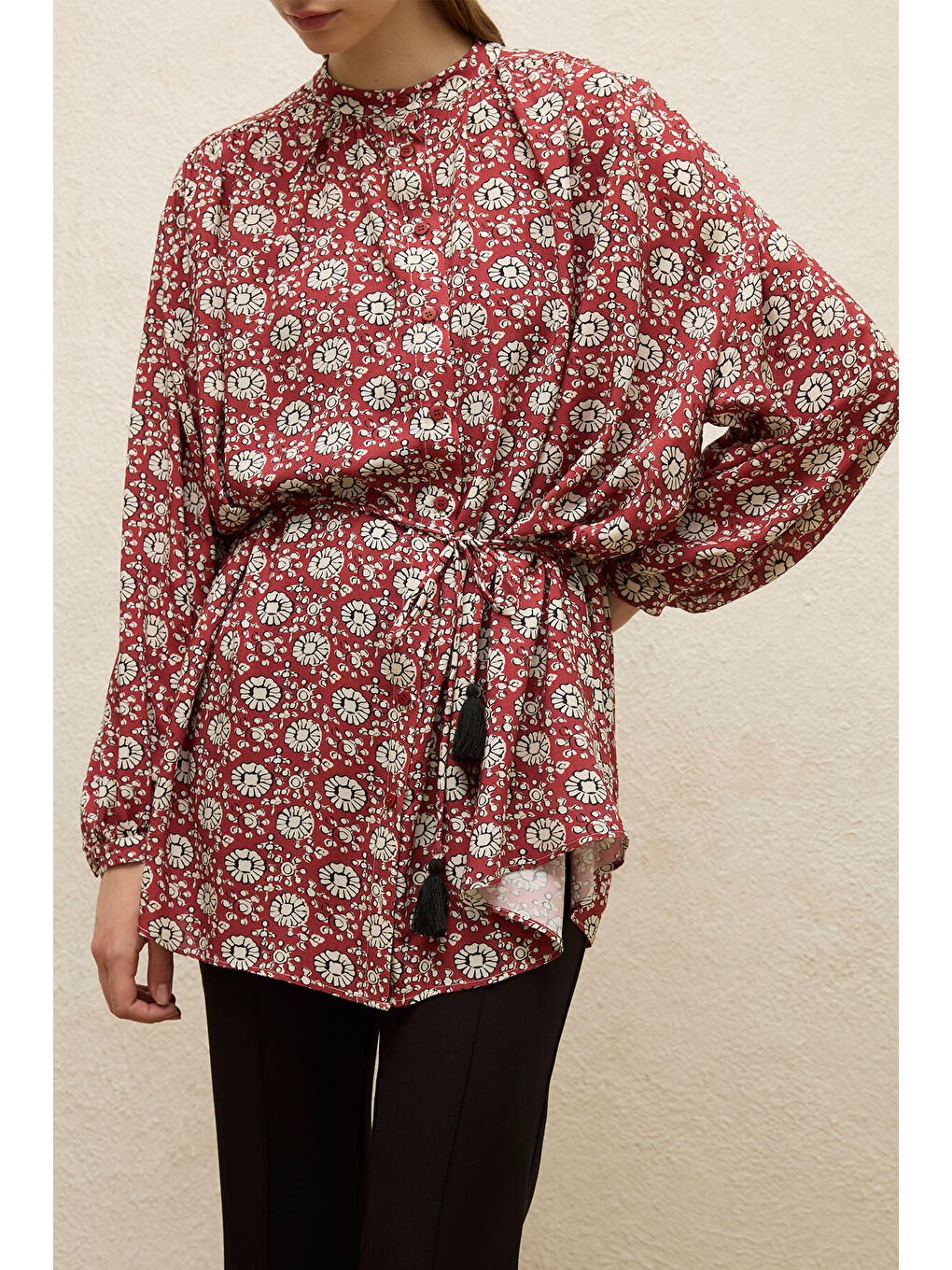 Kırmızı Viskon Desenli Tunik Bloom-6