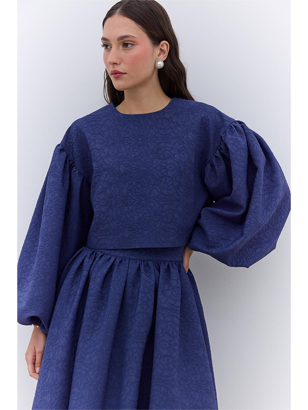İnci Detaylı Abiye Bluz Gece Mavisi