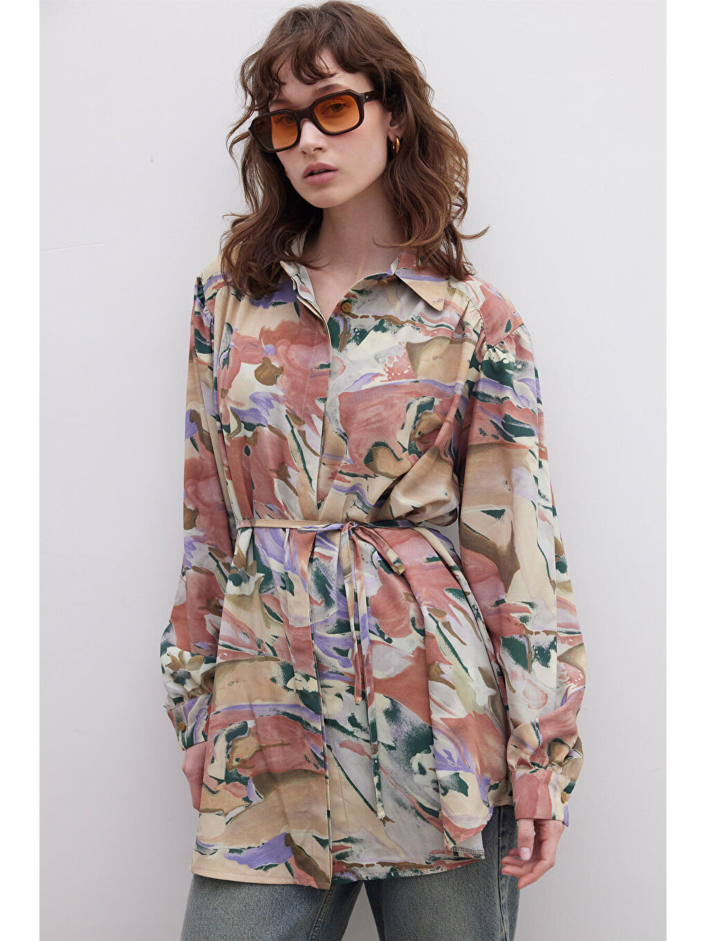 Pembe Desenli Gömlek Lush-4