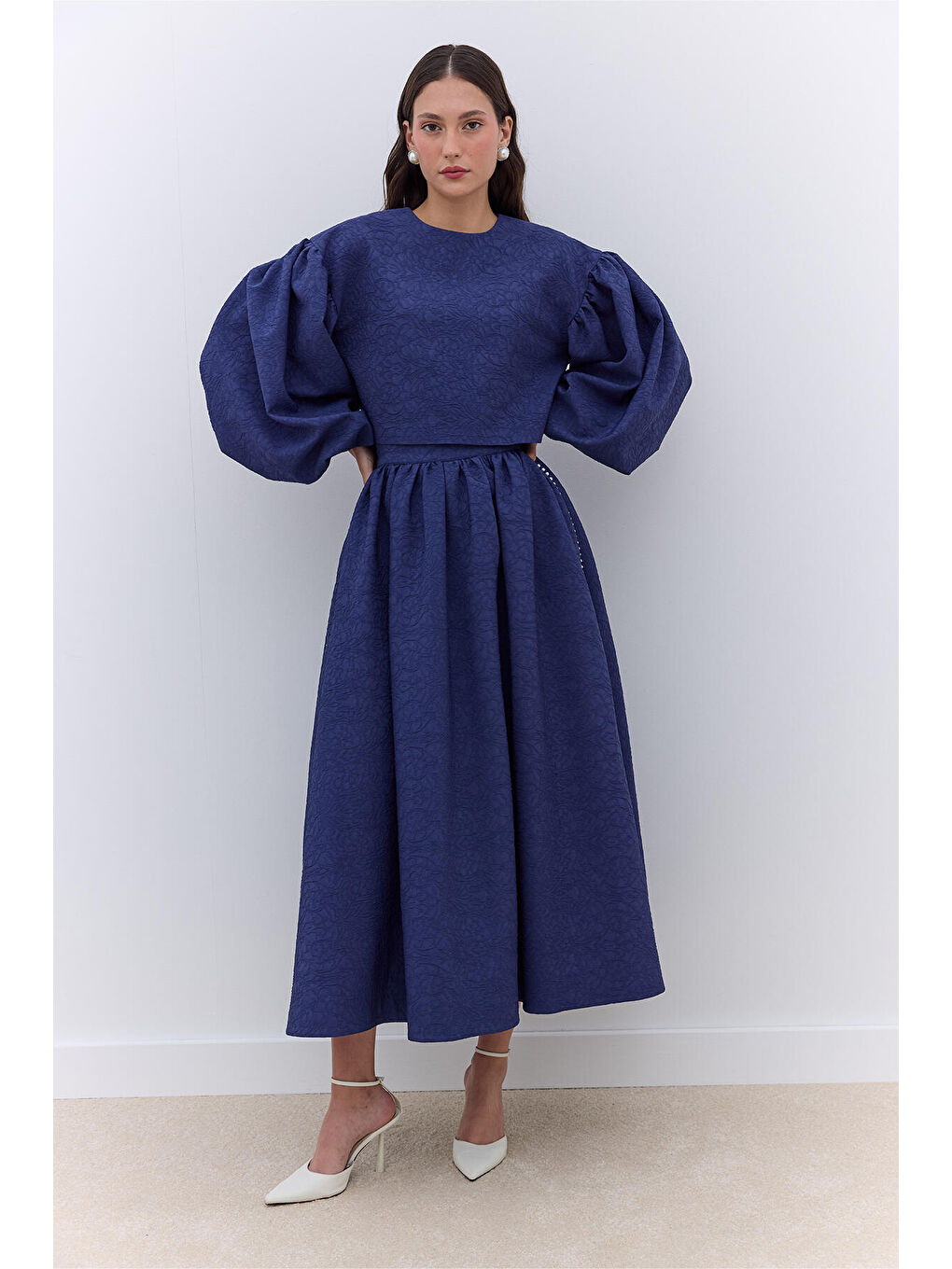 İnci Detaylı Abiye Bluz Gece Mavisi-1