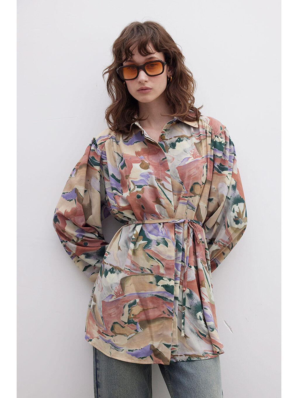 Pembe Desenli Gömlek Lush-5