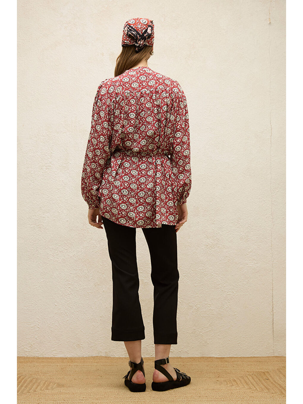 Kırmızı Viskon Desenli Tunik Bloom-7