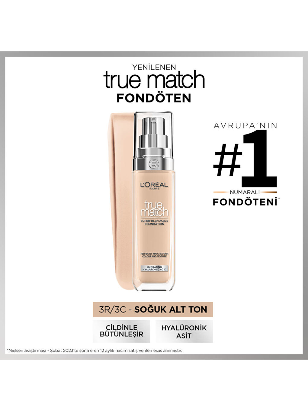 L'Oreal Paris True Match Bakım Yapan Fondöten 3R Rose Beige (30 ml)