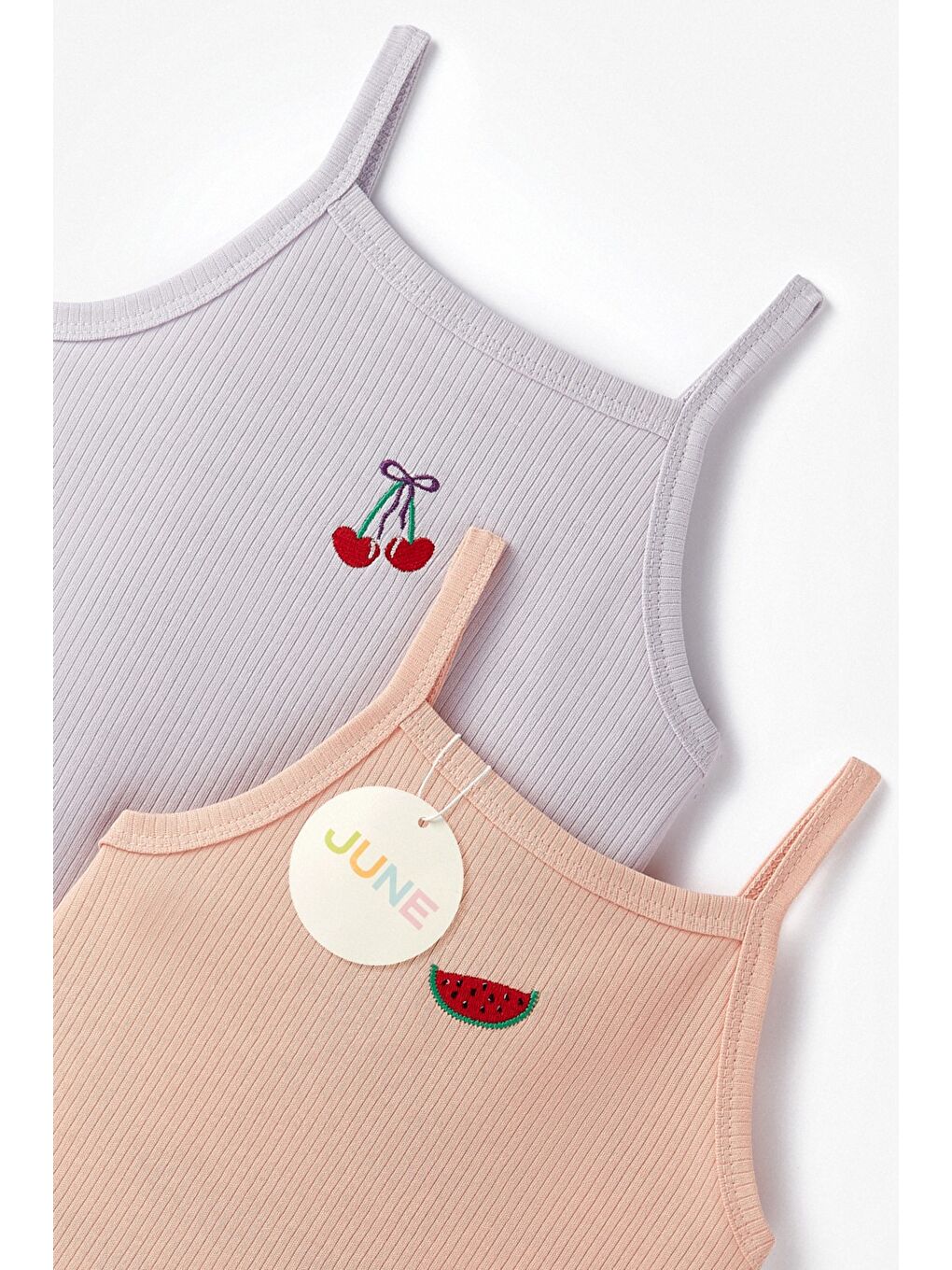 Pembe Kız Çocuk 2'li Nakışlı Atlet-3