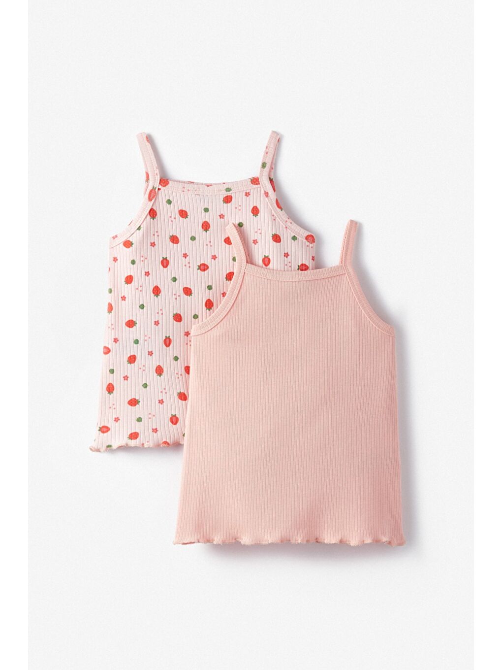 Pembe Kız Çocuk 2'li Nakışlı Atlet-1