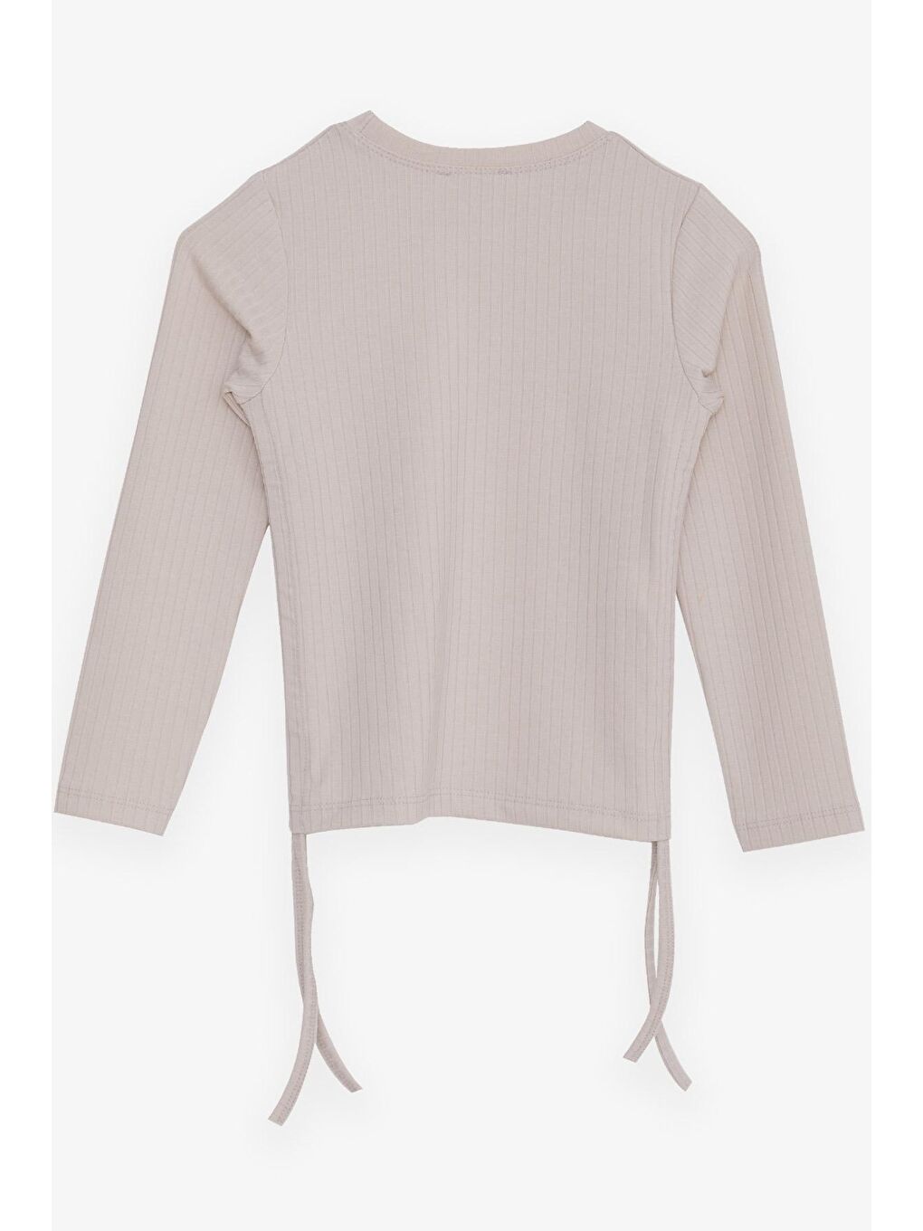 Kız Çocuk Uzun Kollu Tişört Yanları Büzgülü Bej (8-14 Yaş)-1