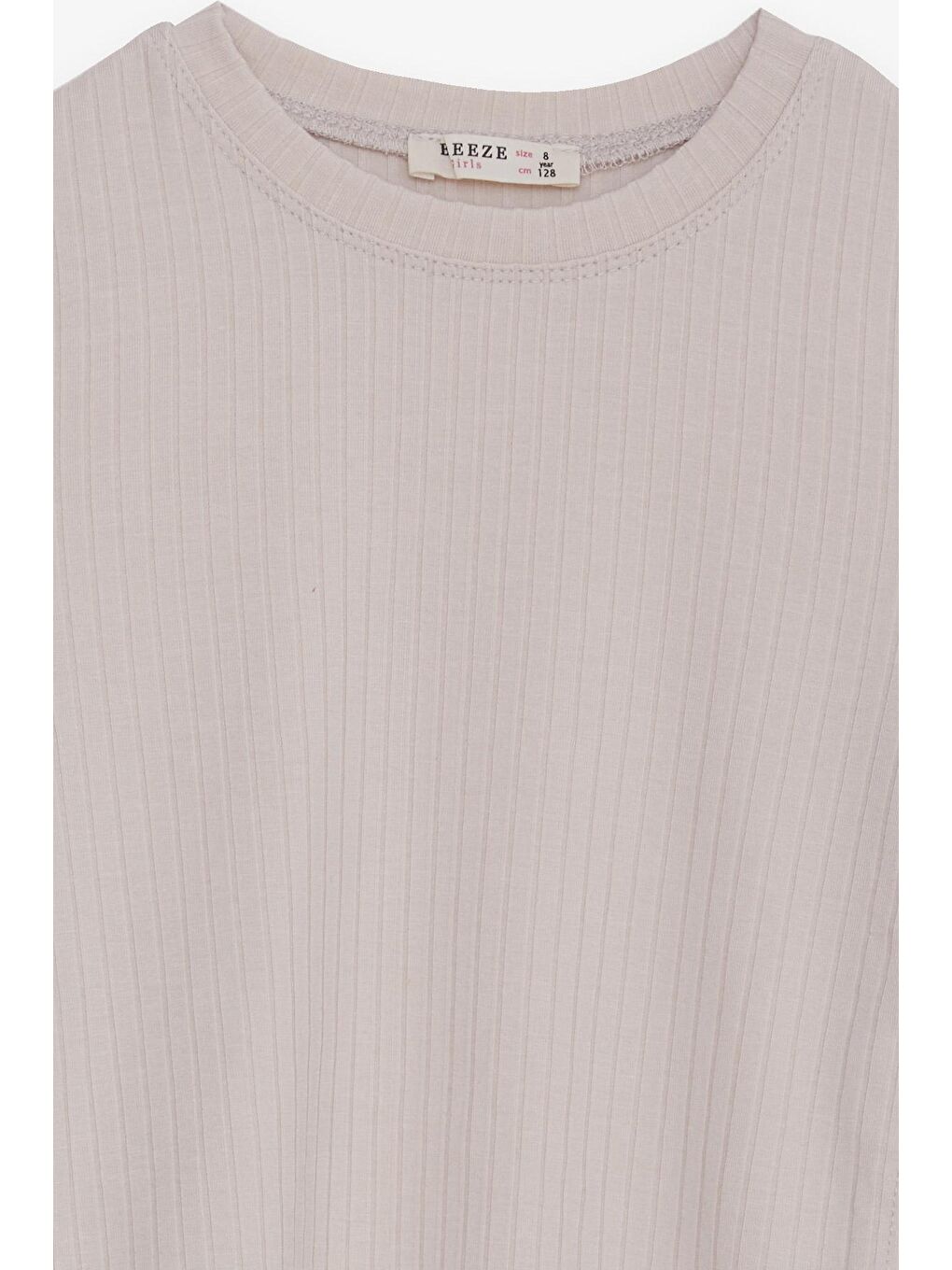 Kız Çocuk Uzun Kollu Tişört Yanları Büzgülü Bej (8-14 Yaş)-2