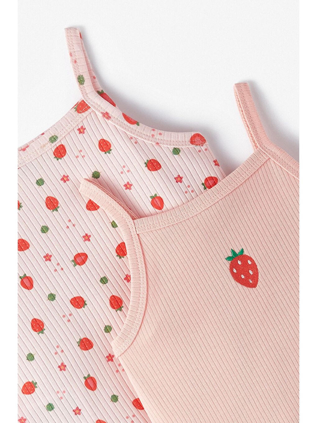 Pembe Kız Çocuk 2'li Nakışlı Atlet-2