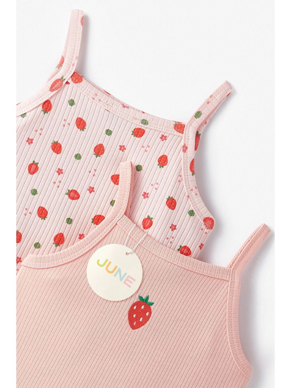 Pembe Kız Çocuk 2'li Nakışlı Atlet-3