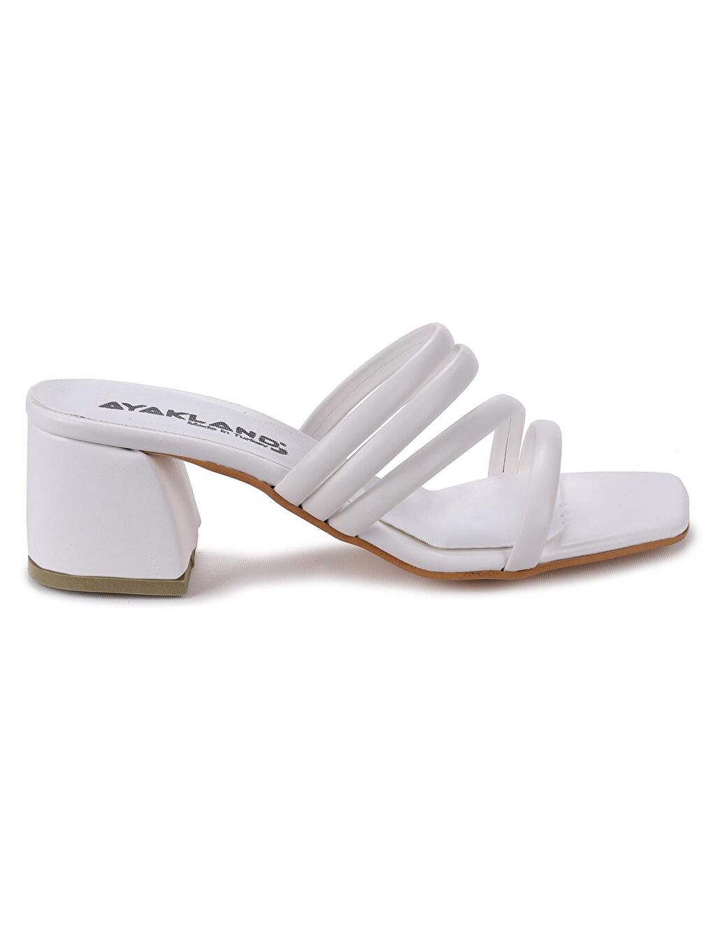 Beyaz Büyük Numara Cilt 5 Cm Topuklu Kadın Terlik 907-2152-3