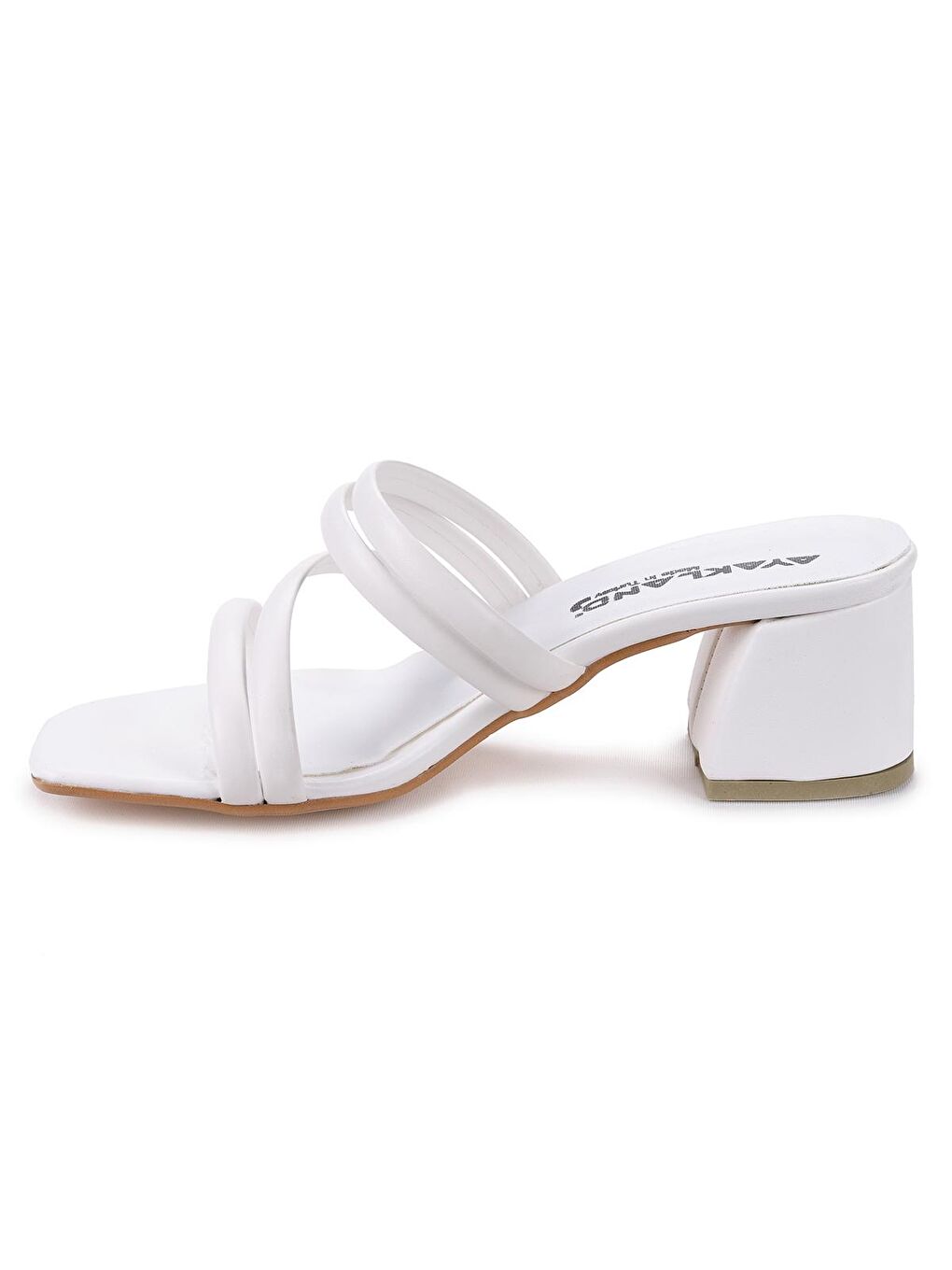 Beyaz Büyük Numara Cilt 5 Cm Topuklu Kadın Terlik 907-2152-4