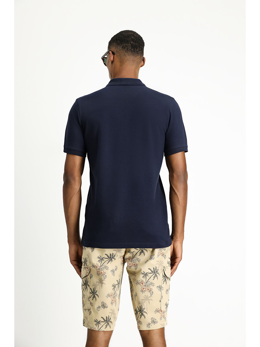 Lacivert Slim Fit Dar Kesim Pamuk Polo Yaka %100 Pamuk Tişört-3