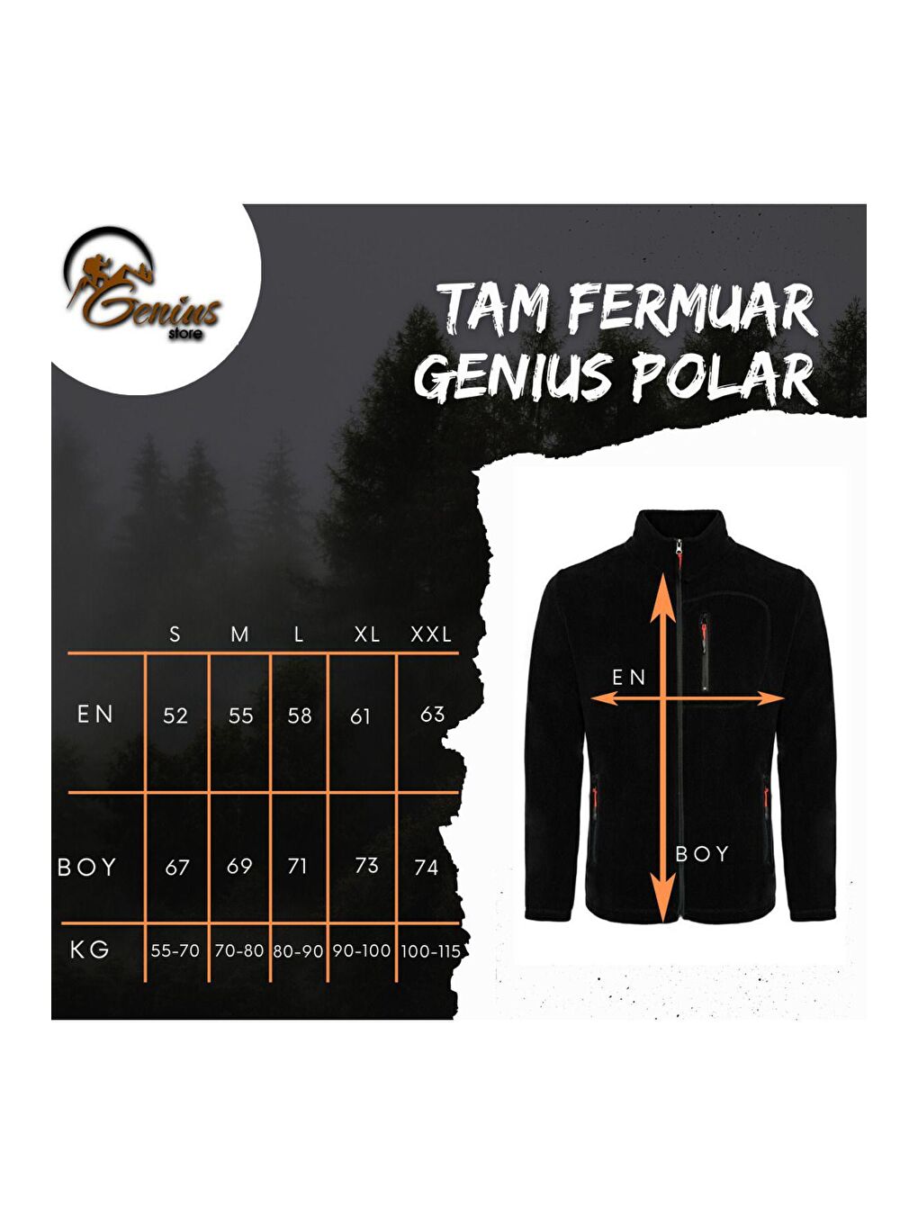 GENIUS STORE Füme Kadın Polar Tam Fermuarlı Outdoor 3 Cepli Spor Polar Sweatshırt - 1